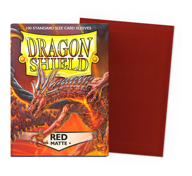 100 PCS/BOX Matte Red Dragon Shield Cards Sleeves