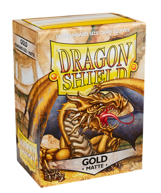 100 PCS/BOX Matte Gold Dragon Shield Cards Sleeves