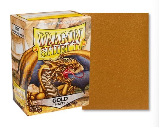 100 PCS/BOX Matte Gold Dragon Shield Cards Sleeves